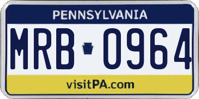 PA license plate MRB0964