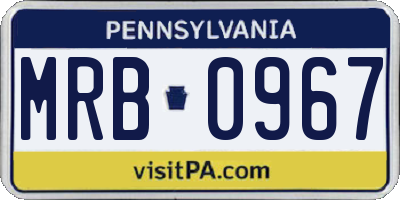 PA license plate MRB0967