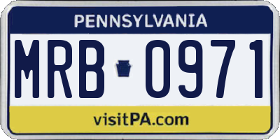 PA license plate MRB0971