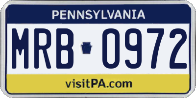 PA license plate MRB0972