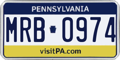 PA license plate MRB0974