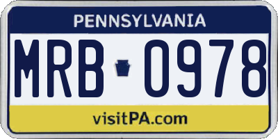 PA license plate MRB0978