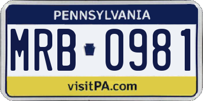 PA license plate MRB0981