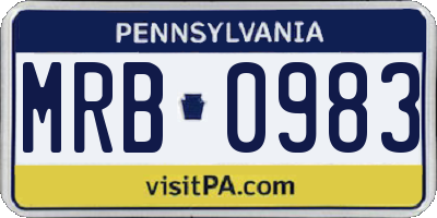 PA license plate MRB0983