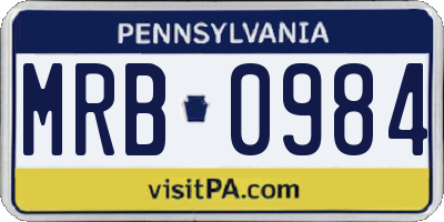 PA license plate MRB0984