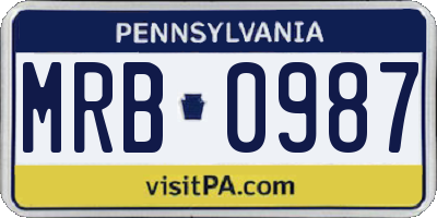 PA license plate MRB0987