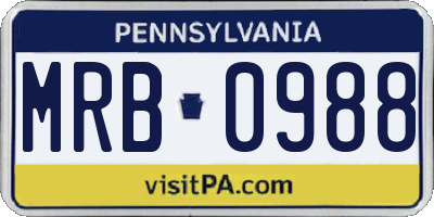 PA license plate MRB0988