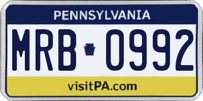 PA license plate MRB0992