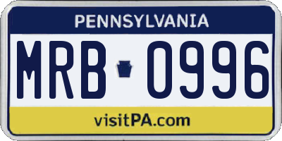 PA license plate MRB0996