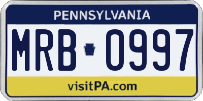 PA license plate MRB0997