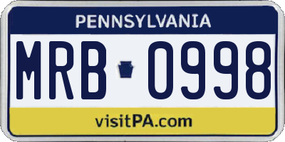 PA license plate MRB0998