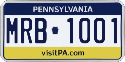 PA license plate MRB1001