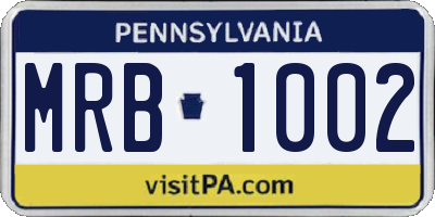 PA license plate MRB1002
