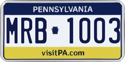 PA license plate MRB1003