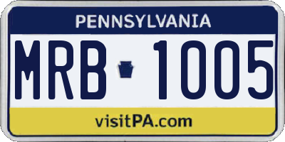 PA license plate MRB1005