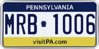 PA license plate MRB1006