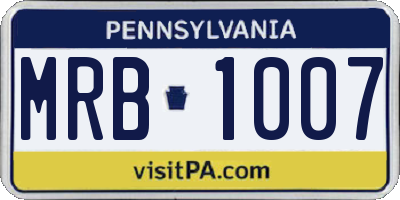 PA license plate MRB1007