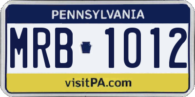 PA license plate MRB1012