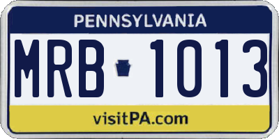 PA license plate MRB1013