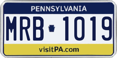 PA license plate MRB1019