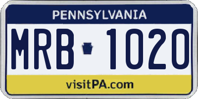 PA license plate MRB1020