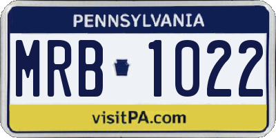 PA license plate MRB1022
