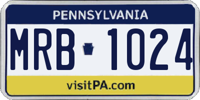 PA license plate MRB1024