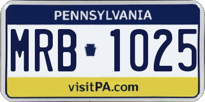 PA license plate MRB1025