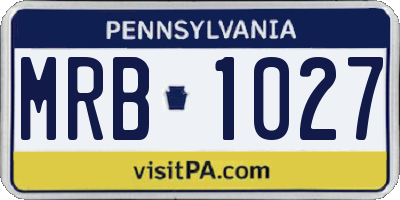 PA license plate MRB1027