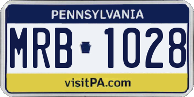 PA license plate MRB1028