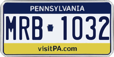 PA license plate MRB1032