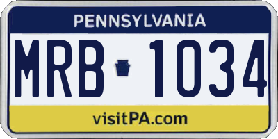 PA license plate MRB1034