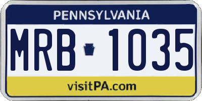 PA license plate MRB1035