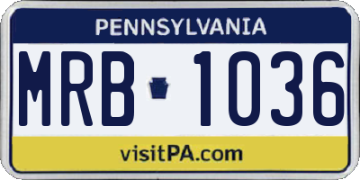 PA license plate MRB1036