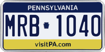 PA license plate MRB1040