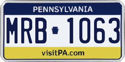 PA license plate MRB1063