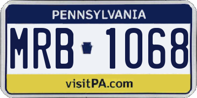 PA license plate MRB1068