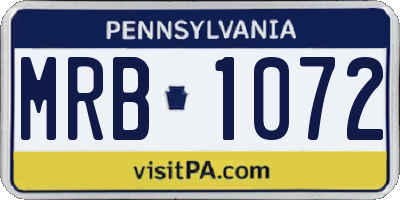 PA license plate MRB1072
