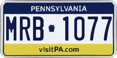 PA license plate MRB1077