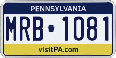 PA license plate MRB1081