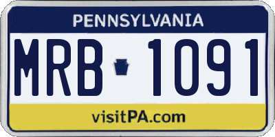 PA license plate MRB1091