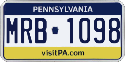 PA license plate MRB1098