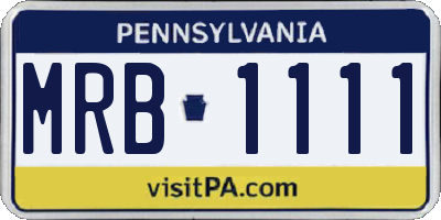 PA license plate MRB1111