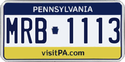 PA license plate MRB1113
