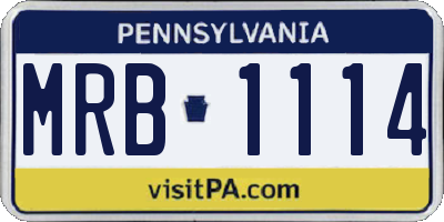 PA license plate MRB1114