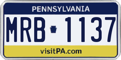 PA license plate MRB1137
