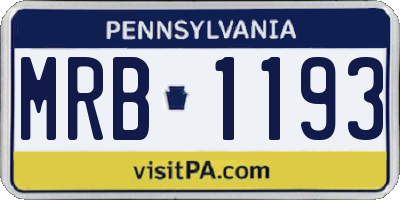PA license plate MRB1193
