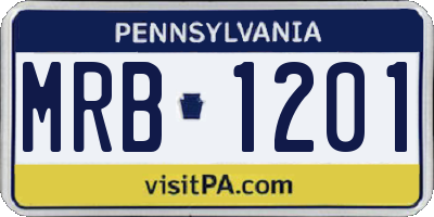 PA license plate MRB1201