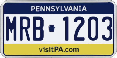 PA license plate MRB1203