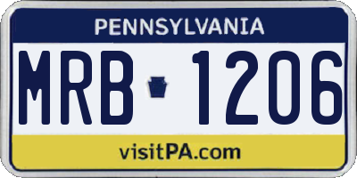 PA license plate MRB1206